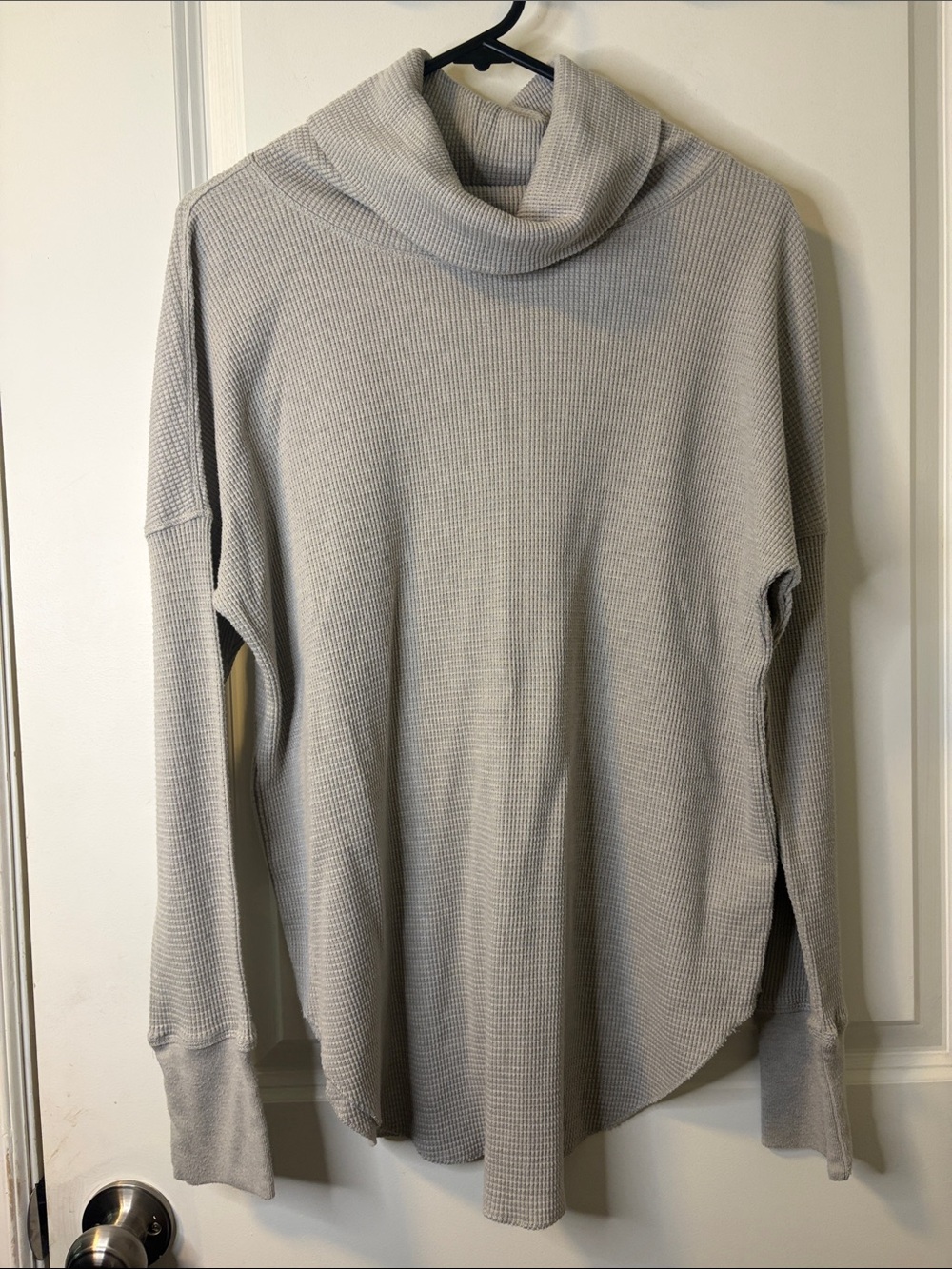 Babaton Light Gray Waffle Cowl Sweater